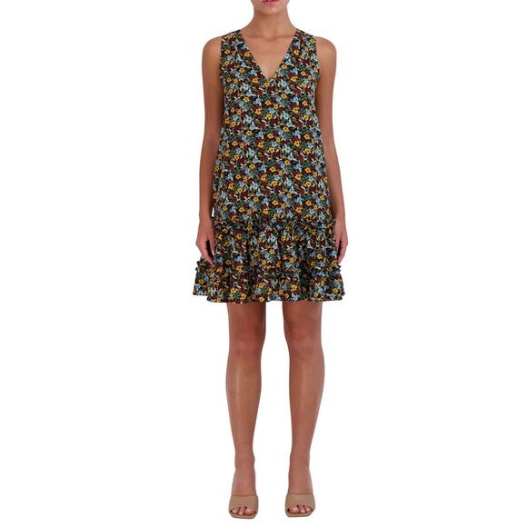 Bcbg Paris Floral Dress Women's 2XL Multi V-Neck Sleeveless Fairy Cottage NWT - Picture 1 of 10
